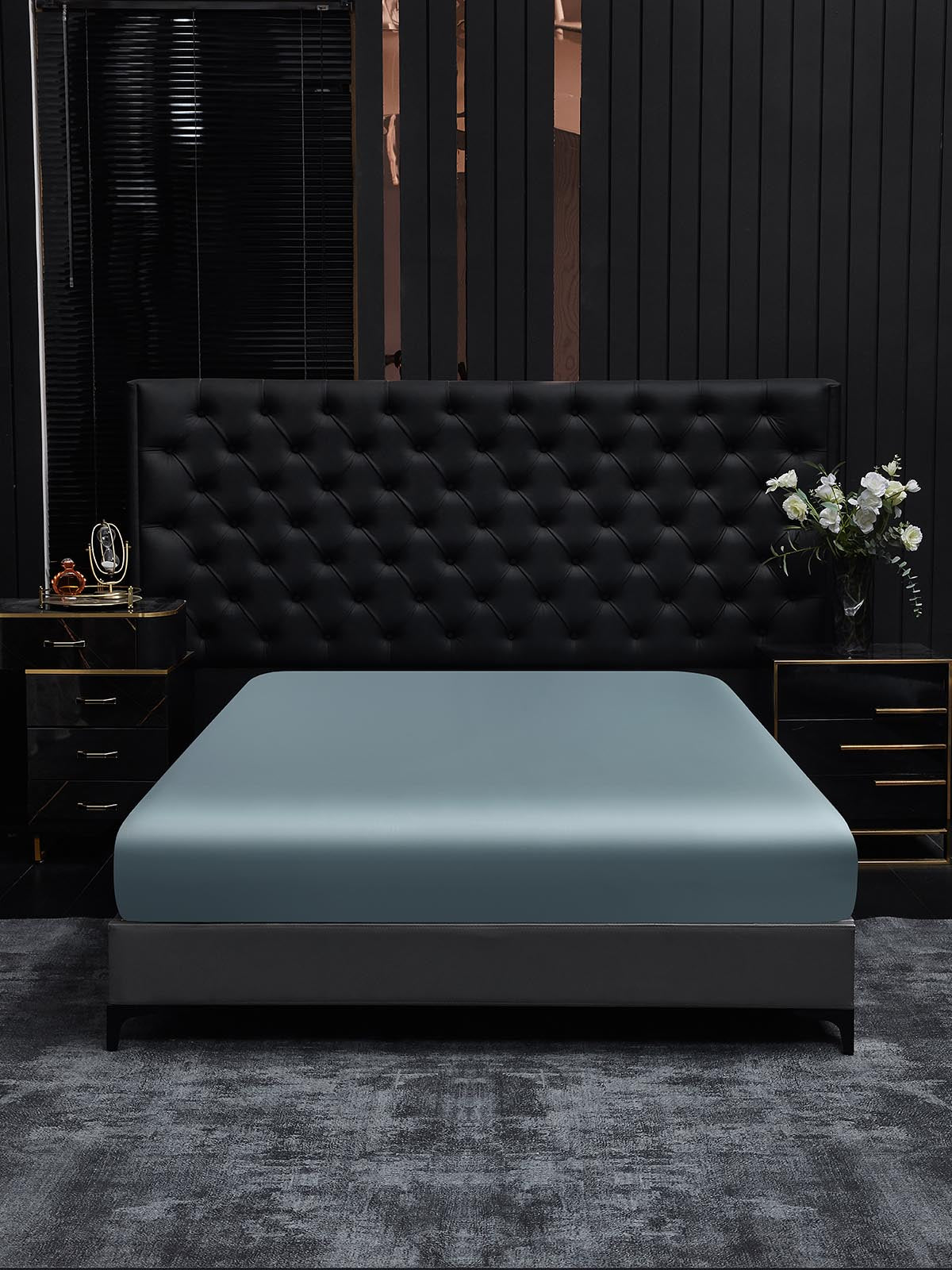 [Graublau] SilkSilky-DE 19Momme Reine Seide Sheet 002