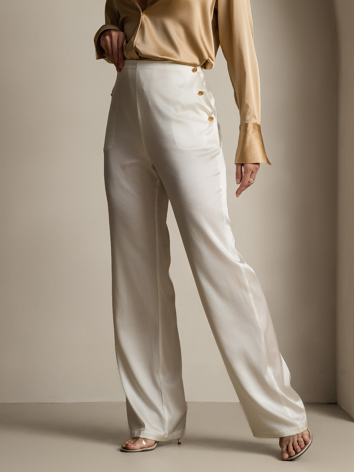 [Weiß] SilkSilky-DE 19Momme Seide Womens Pants 006