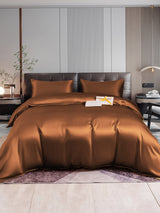 [Kaffee] SilkSilky-DE 22Momme Reine Seide Bedding Set 001,