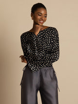 [Punktmuster] SilkSilky-DE 19Momme Seide Langärmelig Blouse 003