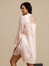 [Rosa] SilkSilky-DE Long Sleeve Lapel Collar Schlafhemd 002