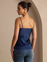 [Dunkelblau] SilkSilky-DE Spaghetti Strap V Neck Cami Top 002