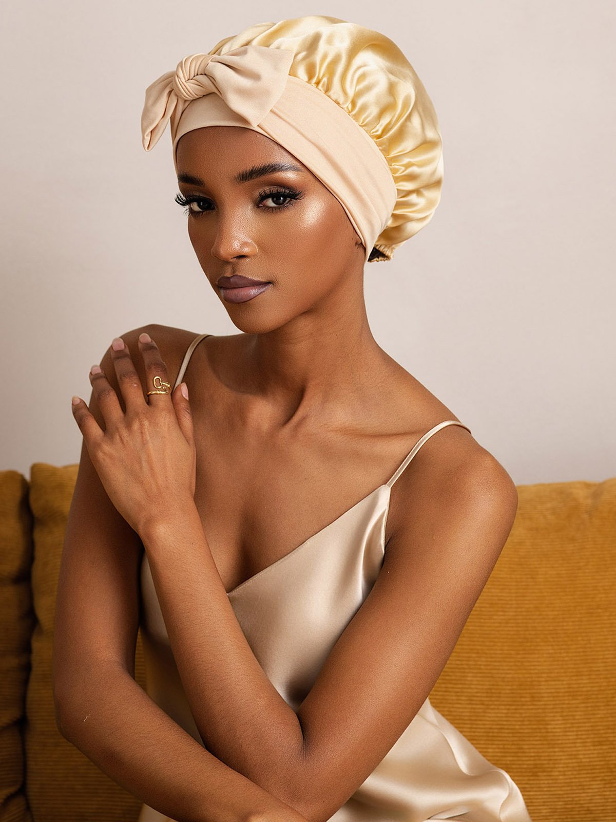 [Champagner] SilkSilky-DE Reine Seide Sleep Cap 002