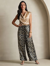 [Leopard] SilkSilky-DE Reine Seide Womens Pants 001,