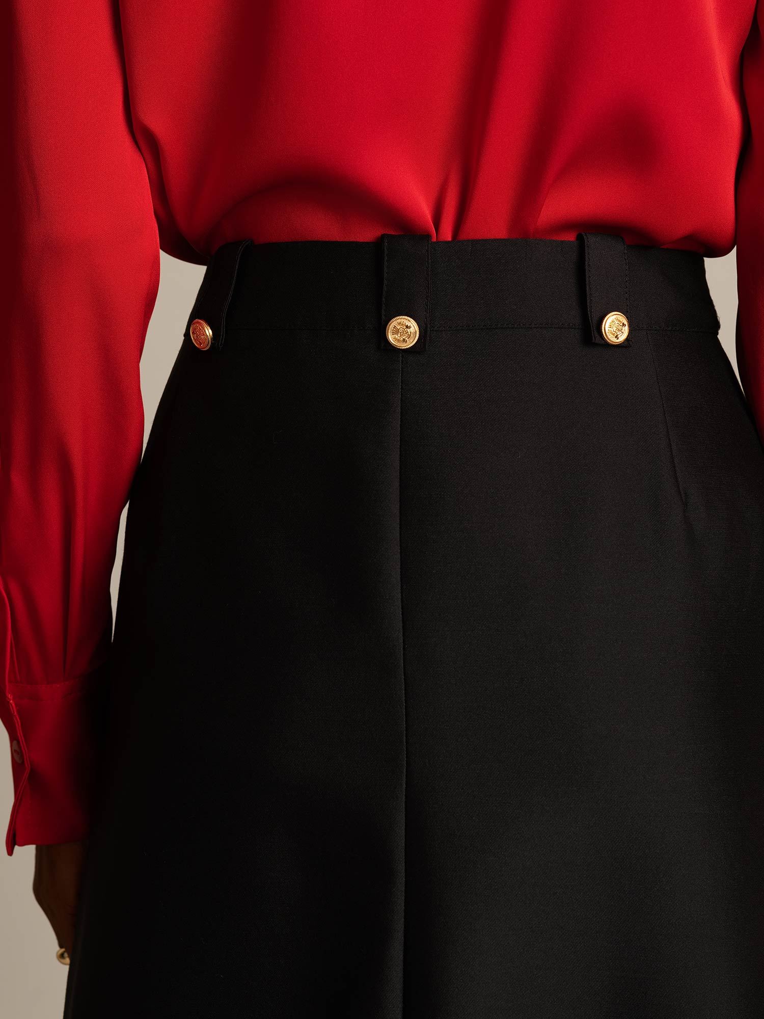 [Schwarz] SilkSilky-DE 32Momme Silk-Wool Blend Skirt 004,