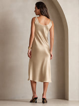 [Champagner Gold] SilkSilky-DE Sleeveless Kleider 002