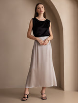 [Schwarz] SilkSilky-DE Sleeveless Round Neck Cami Top 003