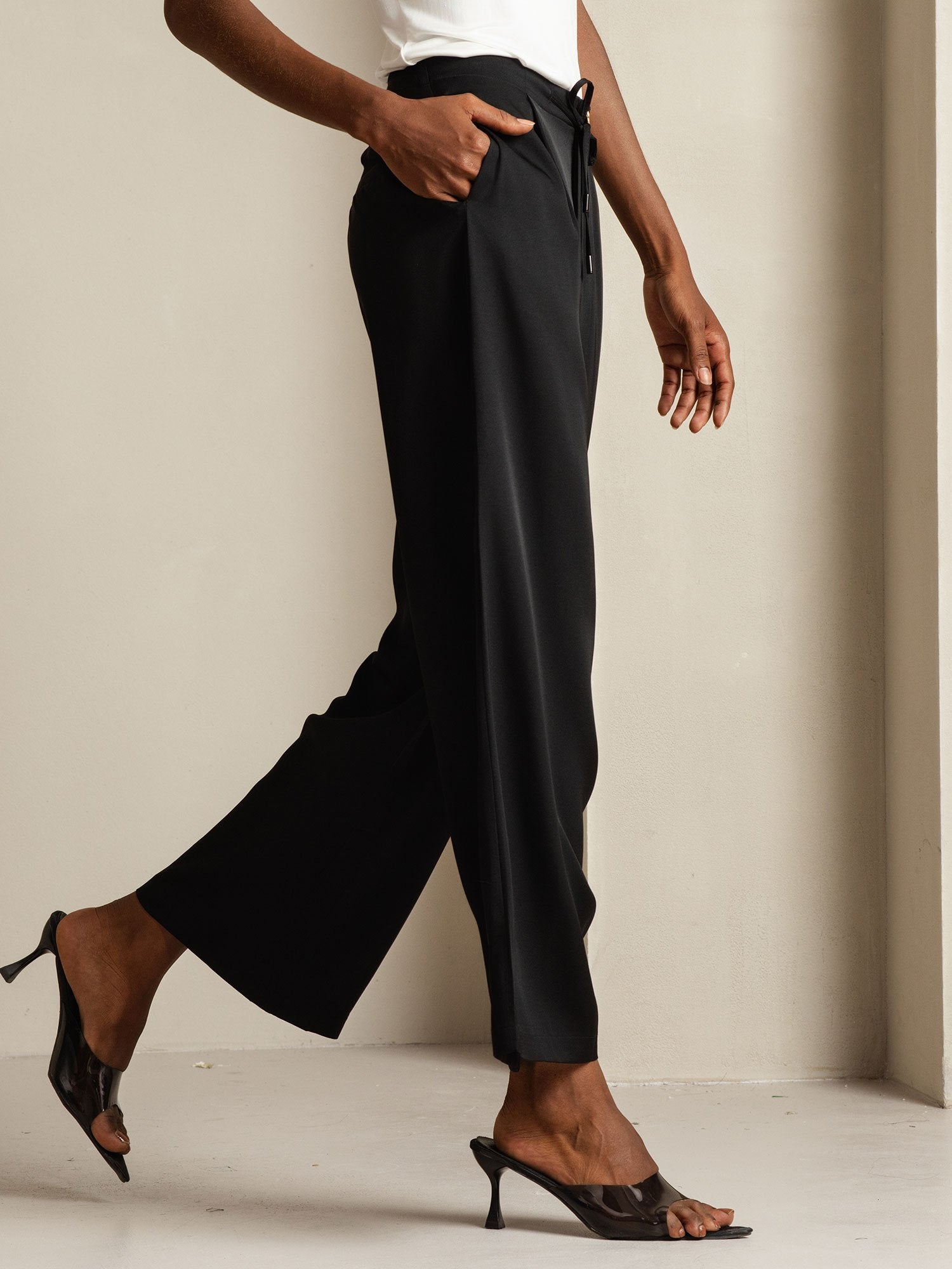 [Schwarz] SilkSilky-DE 19Momme Seide Womens Pants 008