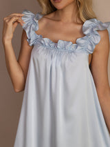 [Graublau] SilkSilky-DE Sleeveless Square Neck Nachthemden 007