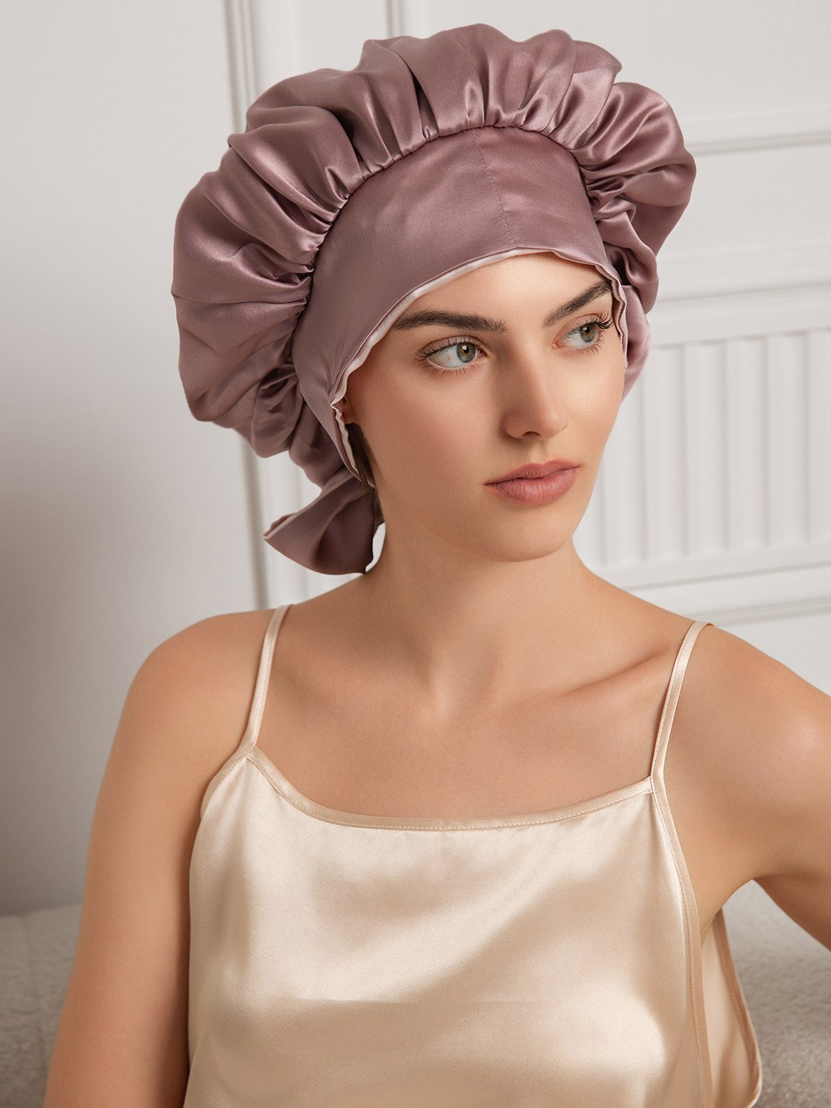 [Blasses Mauve] SilkSilky-DE Reine Seide Sleep Cap 004