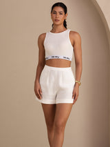 [Weiß] SilkSilky-DE Sleeveless Crew Neck Cami Top 007