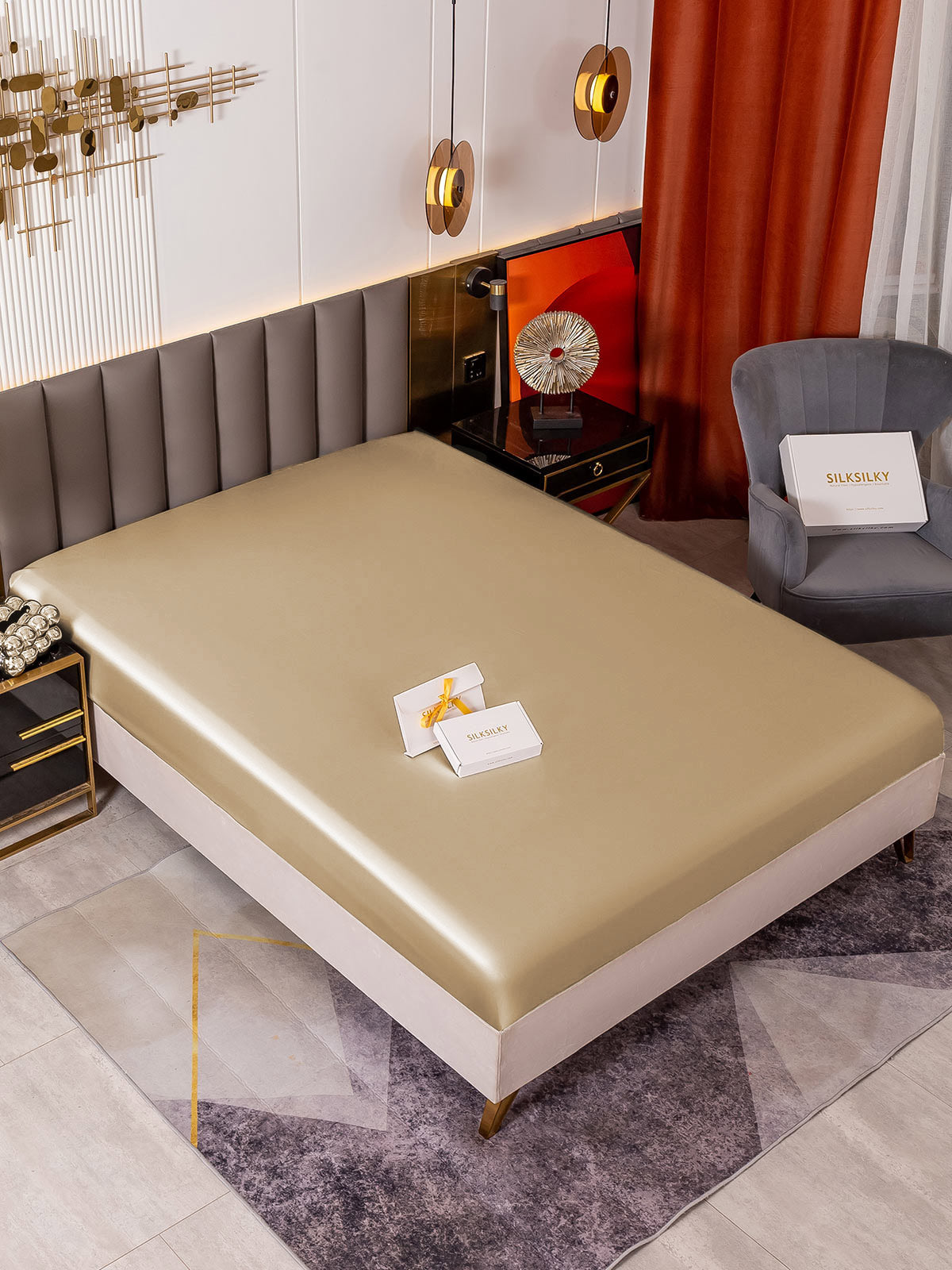 [Beige] SilkSilky-DE 19Momme Sheet 001