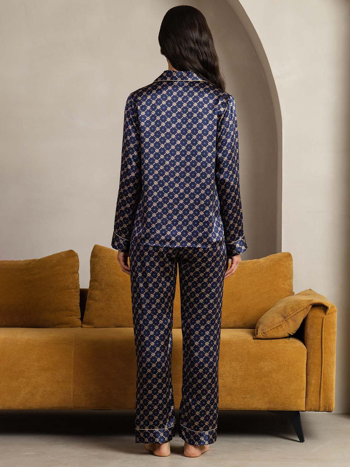 [Marine Kette] SilkSilky-DE Reine Seide Womens Pajamas 002