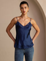 [Dunkelblau] SilkSilky-DE Spaghetti Strap V Neck Cami Top 001