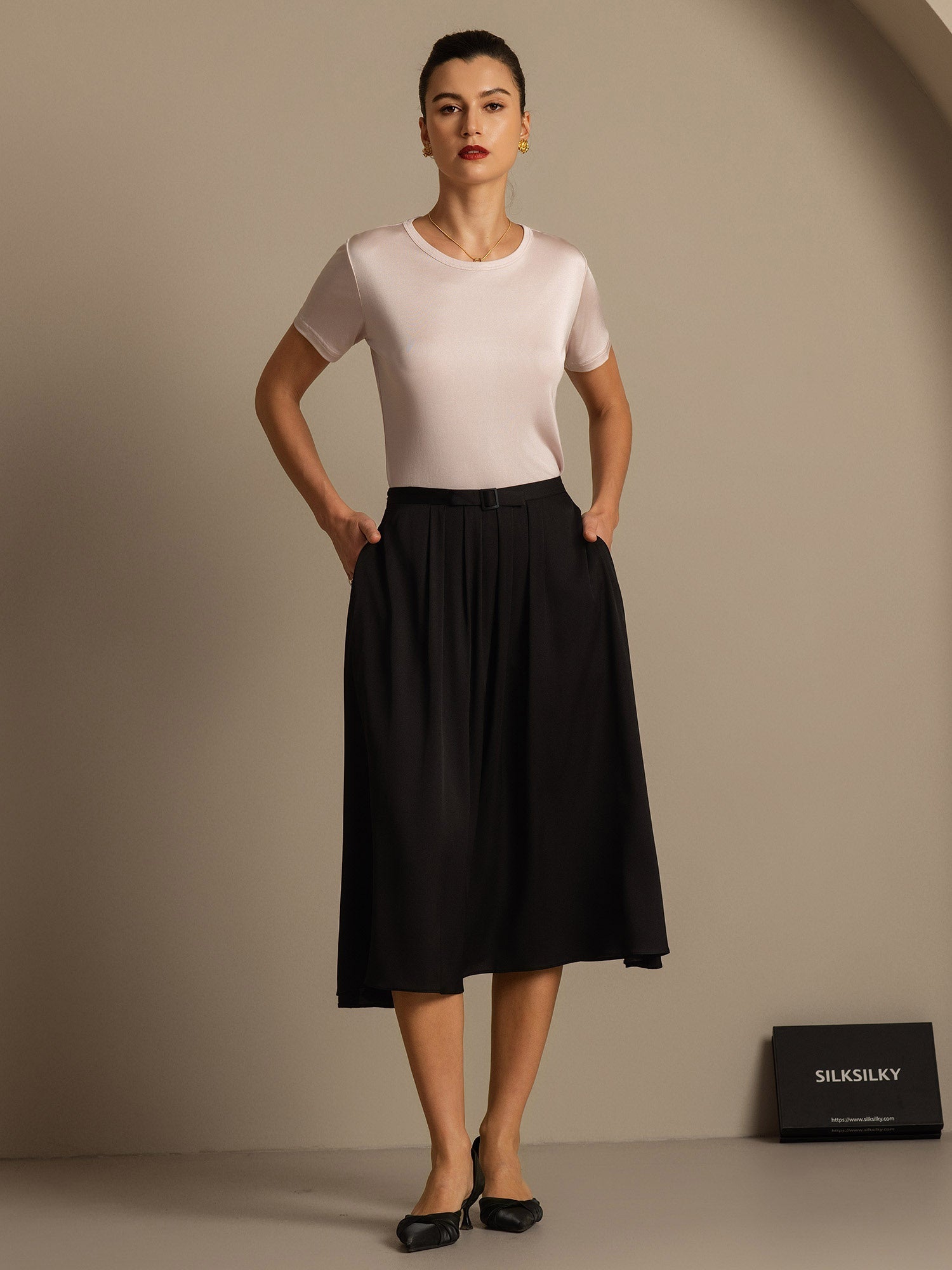 [Hellrosa] SilkSilky-DE Seidenstrick Womens T-Shirt 007,