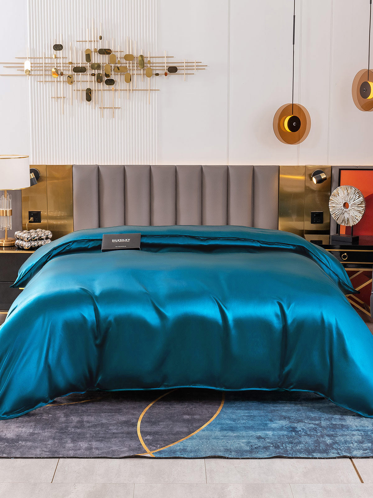 [König Blau] SilkSilky-DE 19Momme Reine Seide Duvet Cover 002
