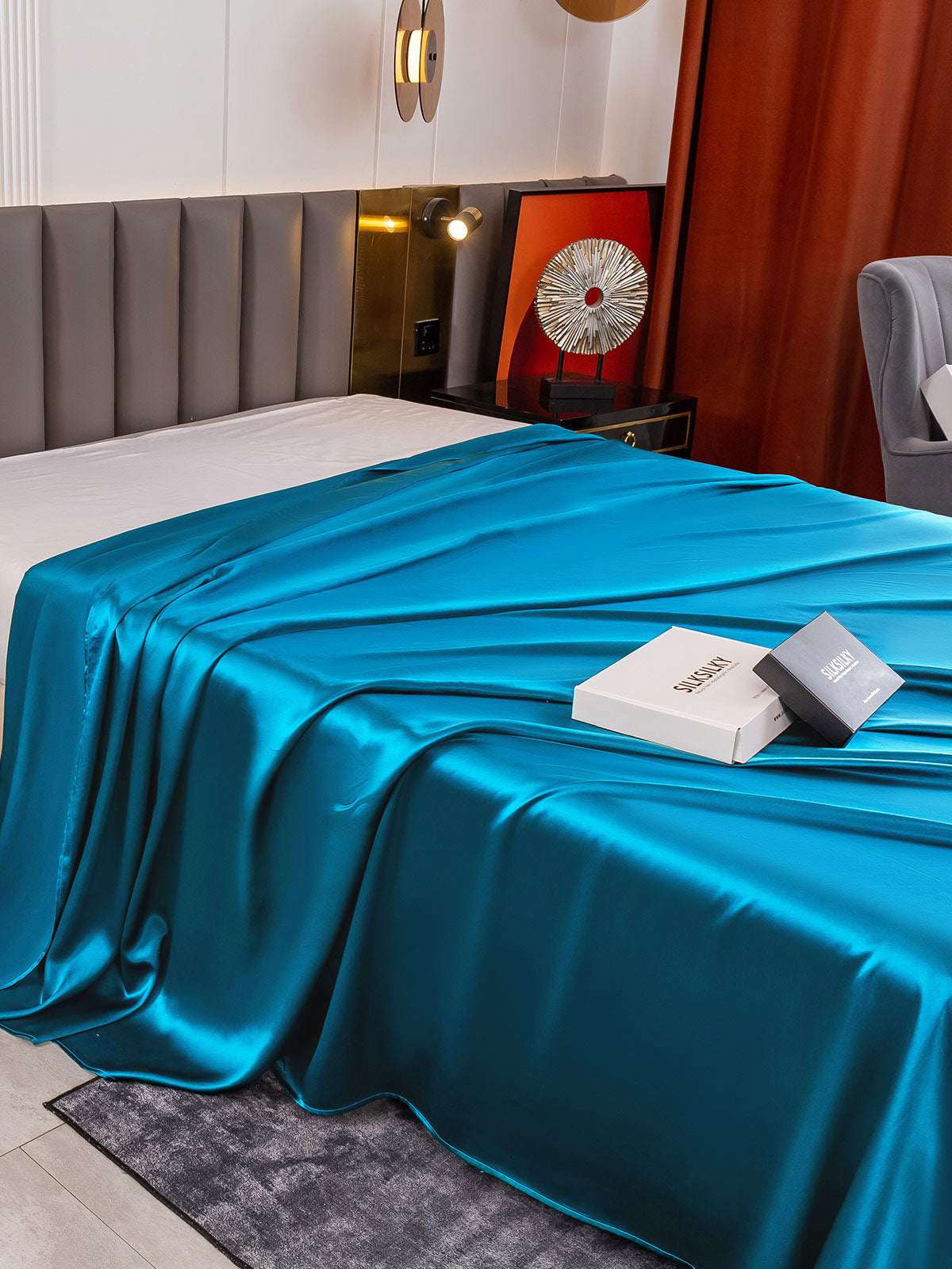 [König Blau] SilkSilky-DE 19Momme Reine Seide Sheet 004