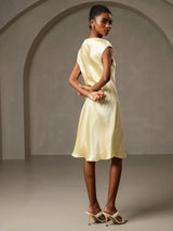 [Gelb] SilkSilky-DE Cap Sleeve V Neck Nachthemden 002