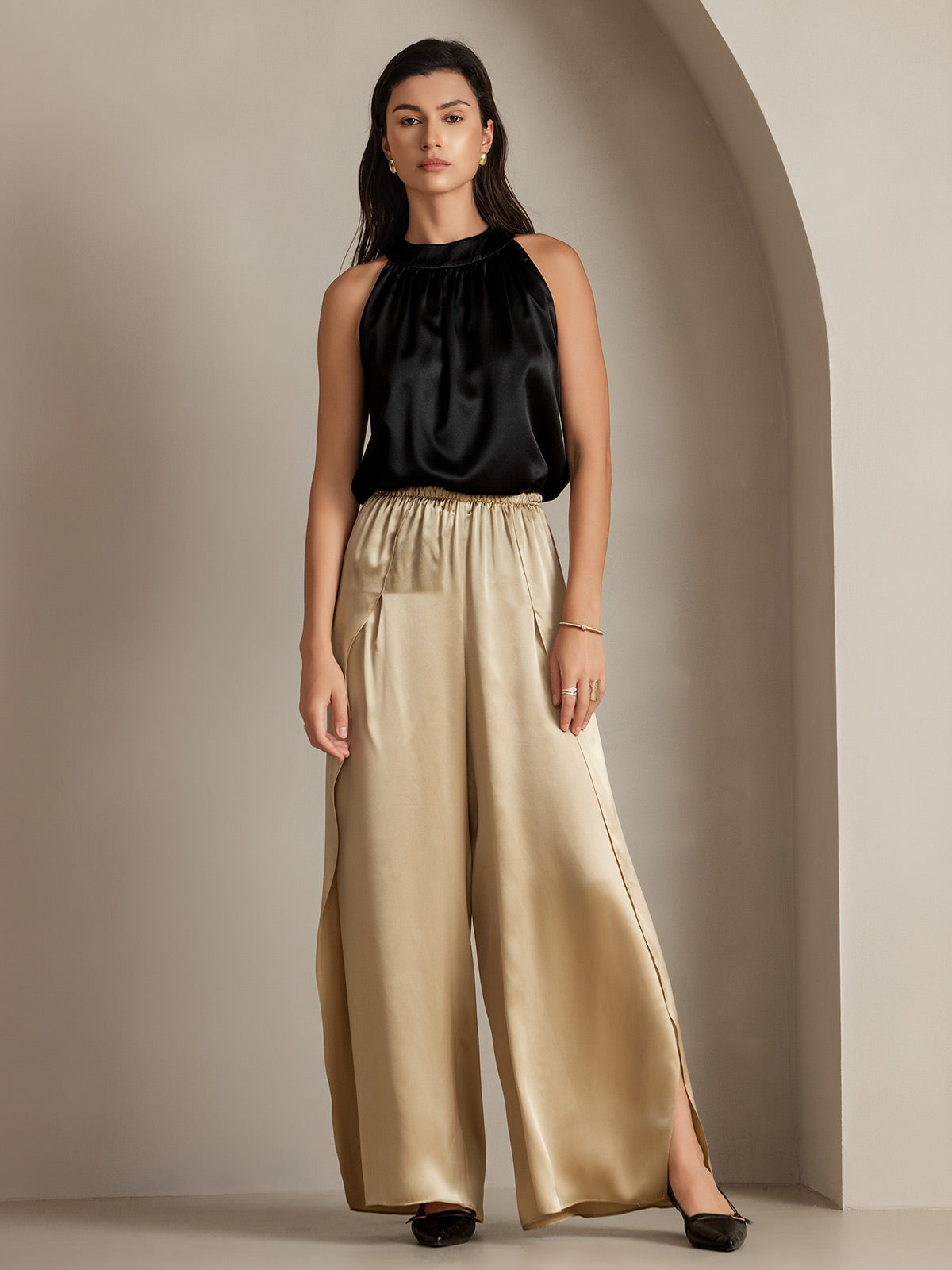 [Champagner] SilkSilky-DE 19Momme Seide Womens Pants 013