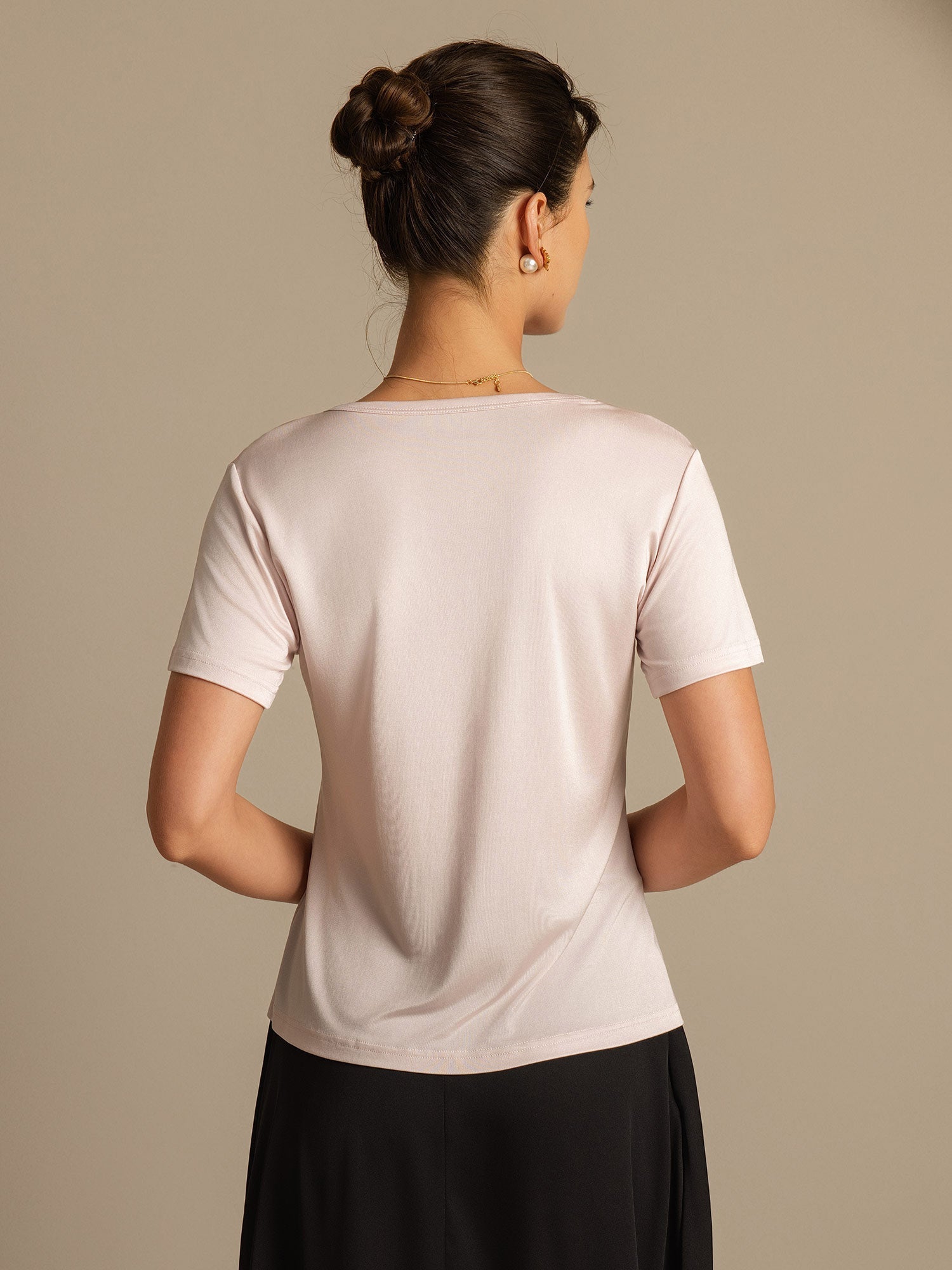 [Hellrosa] SilkSilky-DE Seidenstrick Womens T-Shirt 002,