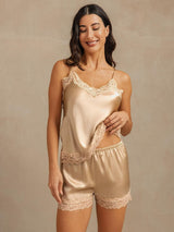 [Champagner] SilkSilky-DE Sleeveless V Neck Camisole-Set 001
