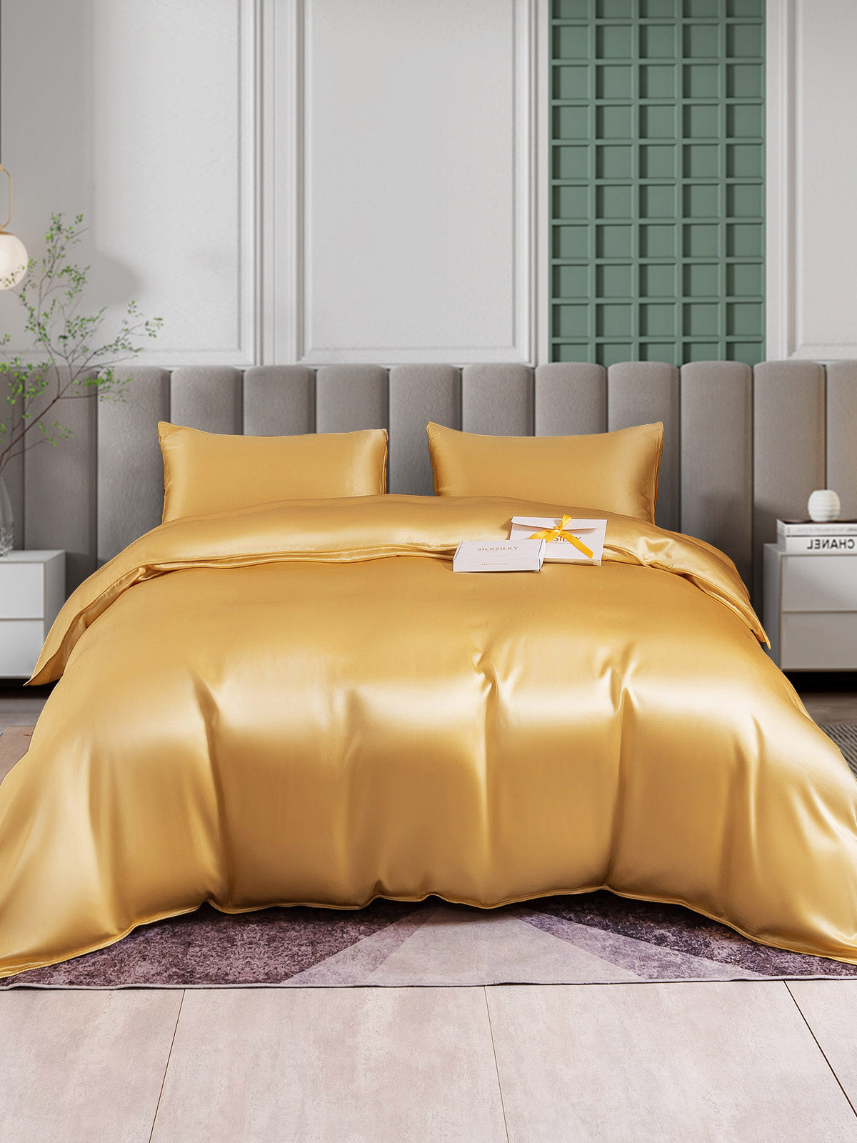 [Champagner] SilkSilky-DE 25Momme Reine Seide Bedding Set 002