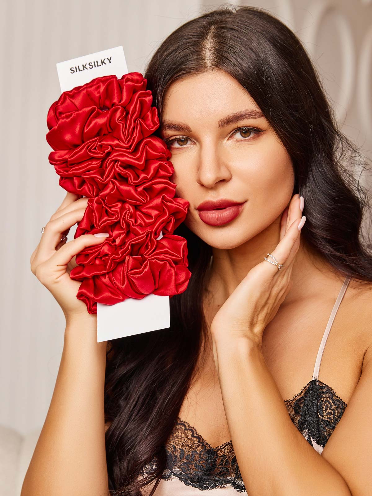 [Rot] SilkSilky-DE 19Momme Reine Seide Scrunchie 001