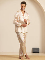 [Champagner] SilkSilky-DE Long Sleeve Notch-Kragen Herren Pyjamas 004