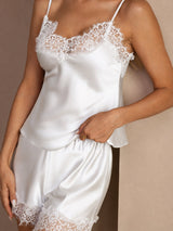 [Weiß] SilkSilky-DE Sleeveless V Neck Camisole-Set 004