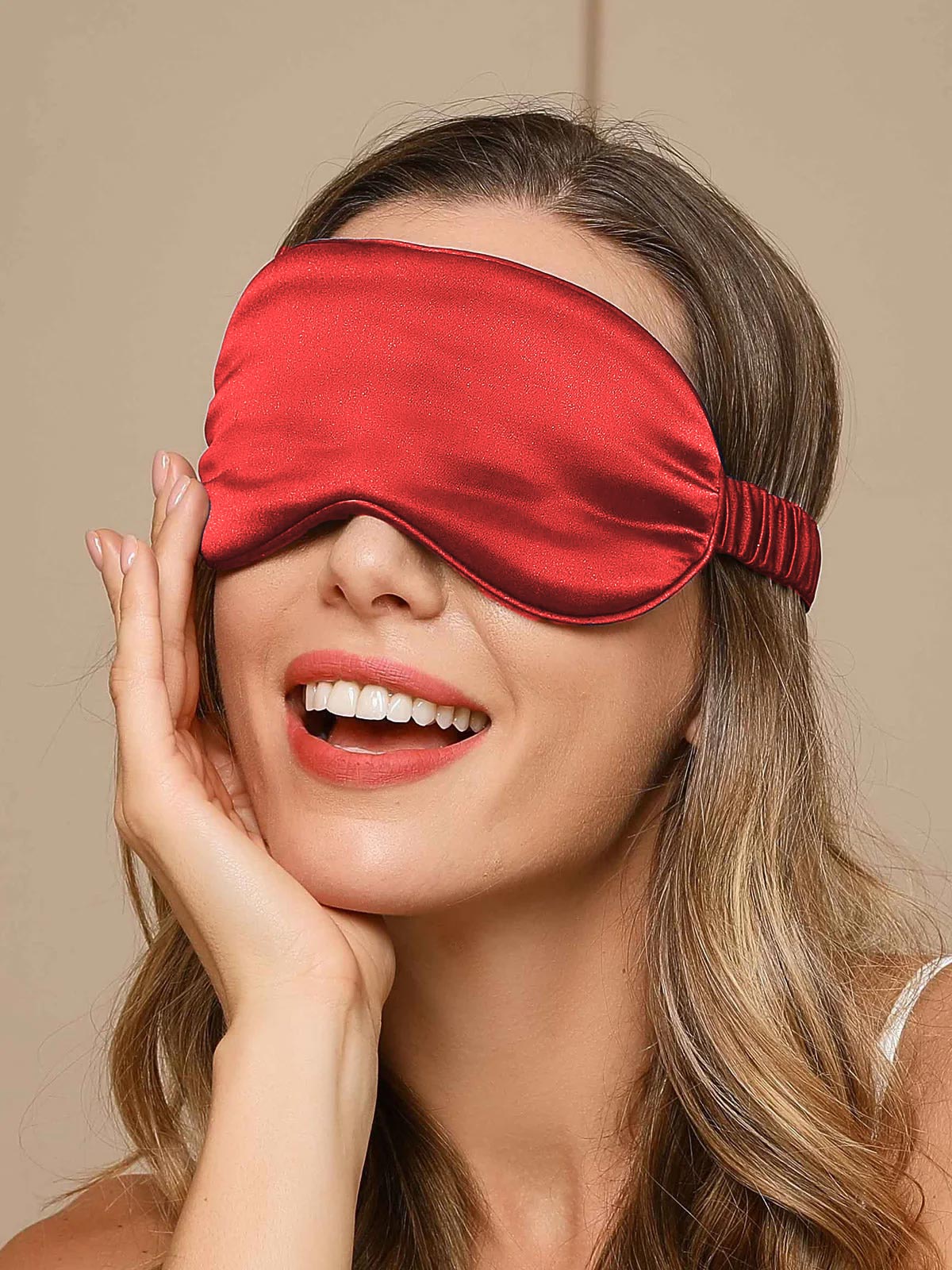 SilkSilky-DE 19Momme Reine Seide Eye Mask Dunkelrot 002