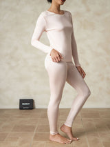 [Hellrosa] SilkSilky-DE Langärmelig Rundhalsausschnitt Damen Lange Unterwäsche 002