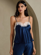 [Dunkelblau] SilkSilky-DE Spaghetti Strap V Neck Cami Top 003