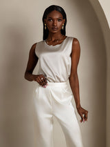 [Hellgrau] SilkSilky-DE Sleeveless Round Neck Cami Top 006