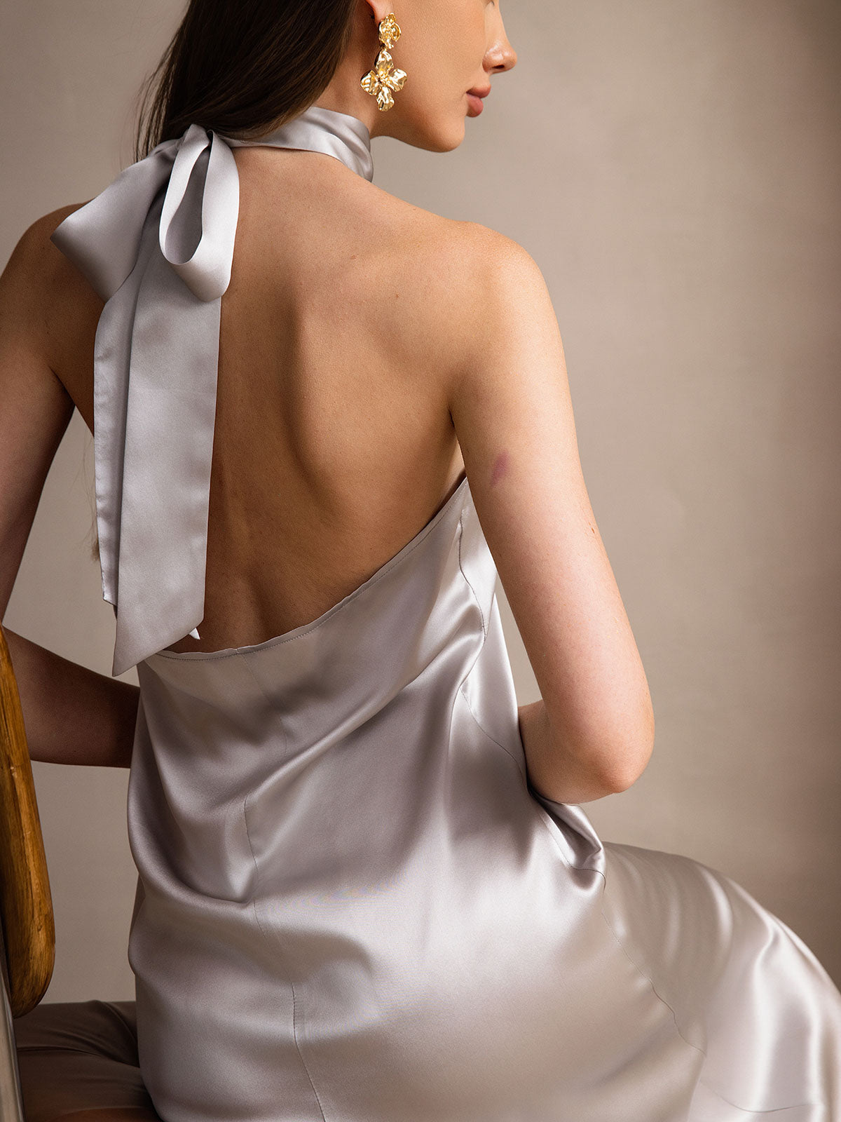 [Hellgrau] SilkSilky-DE 19Momme Seide Dress 004