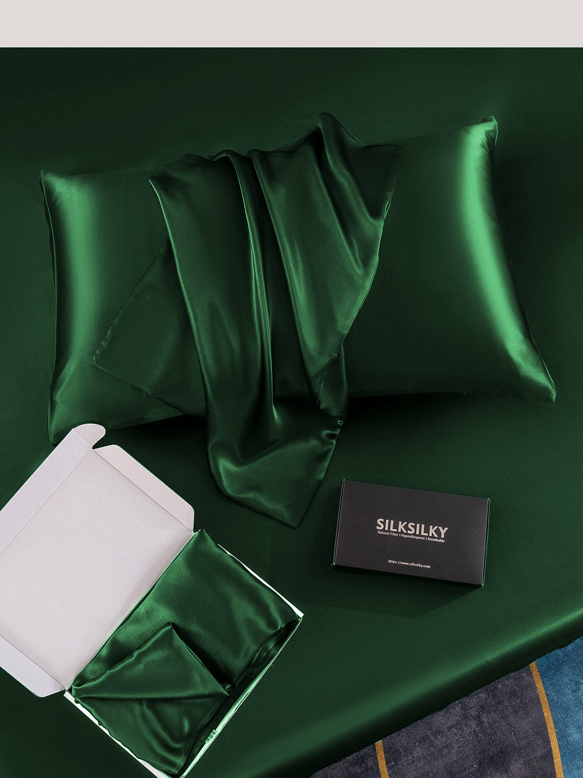 [Dunkelgrün] SilkSilky-DE 22Momme Reine Seide Pillowcase 005