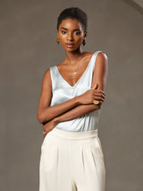 [Hellblau] SilkSilky-DE Sleeveless V Neck Cami Top 004