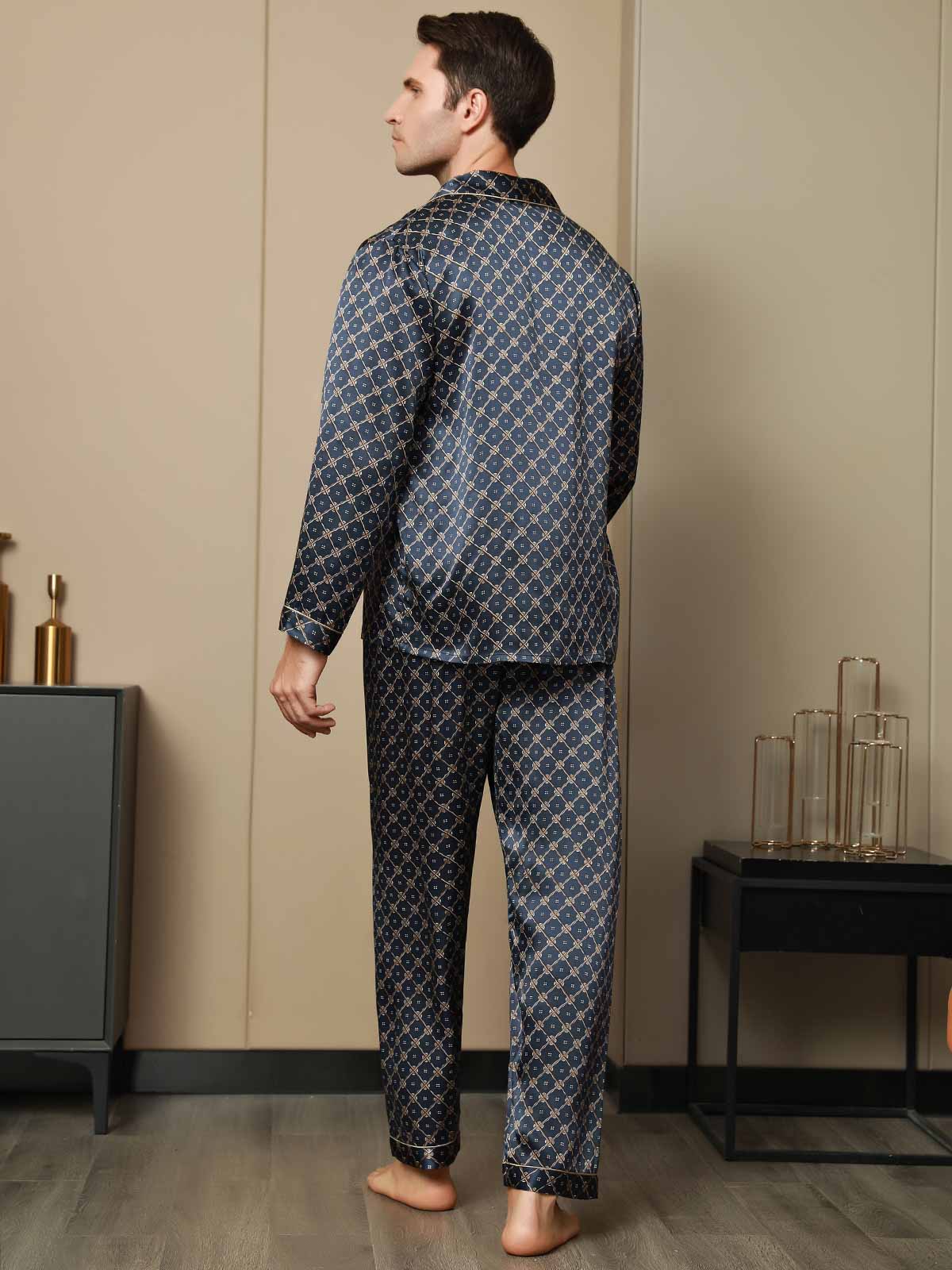 [Marine Kette] SilkSilky-DE Reine Seide Mens Pajamas 002