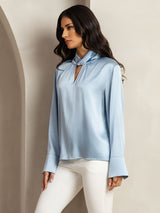 [Graublau] SilkSilky-DE 19Momme Seide Womens Shirt 002