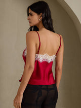 [Rotwein] SilkSilky-DE Spaghetti Strap V Neck Cami Top 002