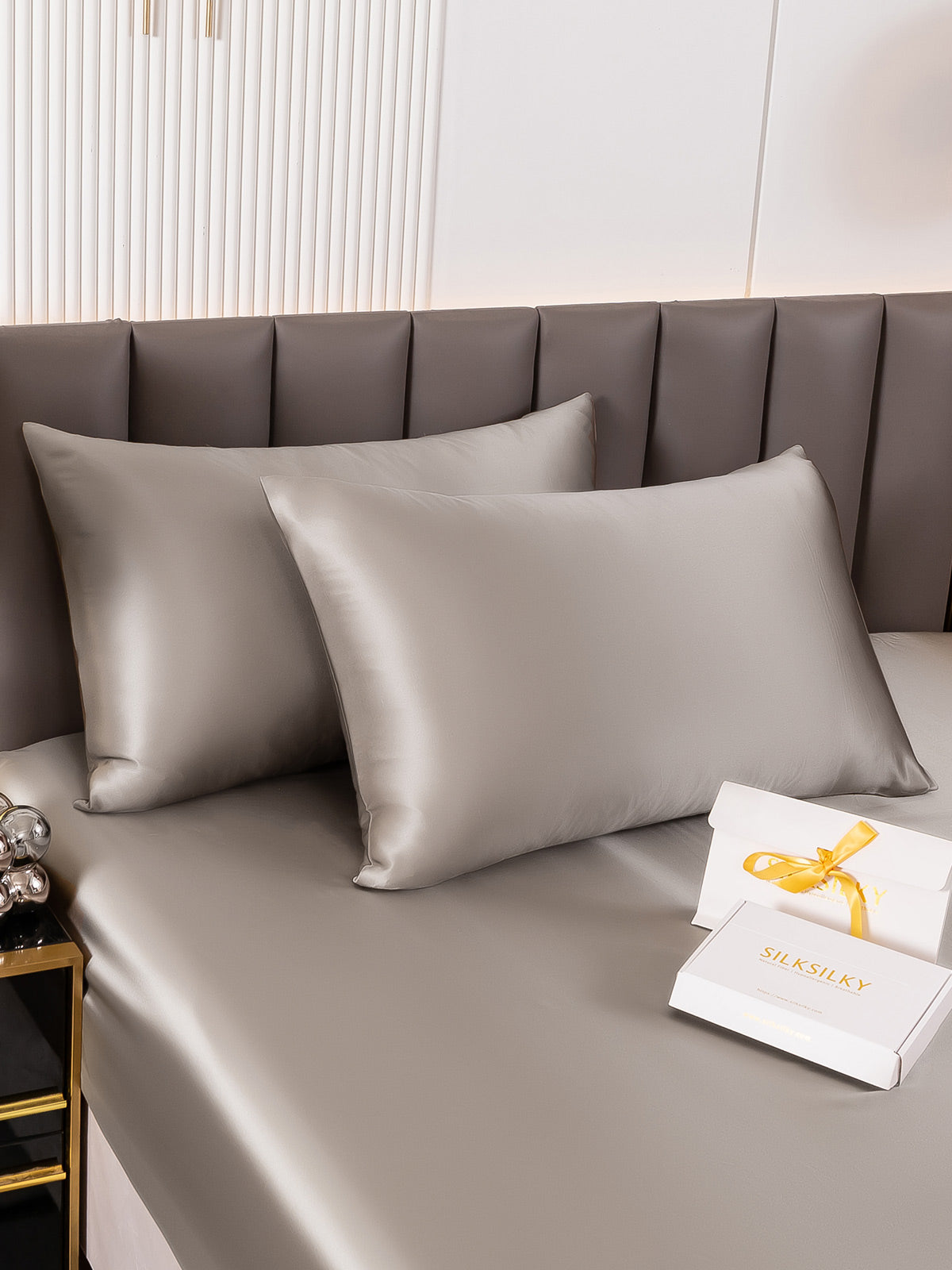 [Grau] SilkSilky-DE 22Momme Reine Seide Pillowcase 001