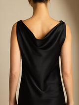 [Schwarz] SilkSilky-DE Sleeveless Cowl Neck Kleider 004