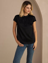 [Schwarz] SilkSilky-DE Short Sleeve Blouse 003