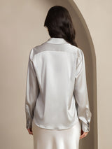 [Hellgrau] SilkSilky-DE Long Sleeve Lapel Collar Damenhemd 002