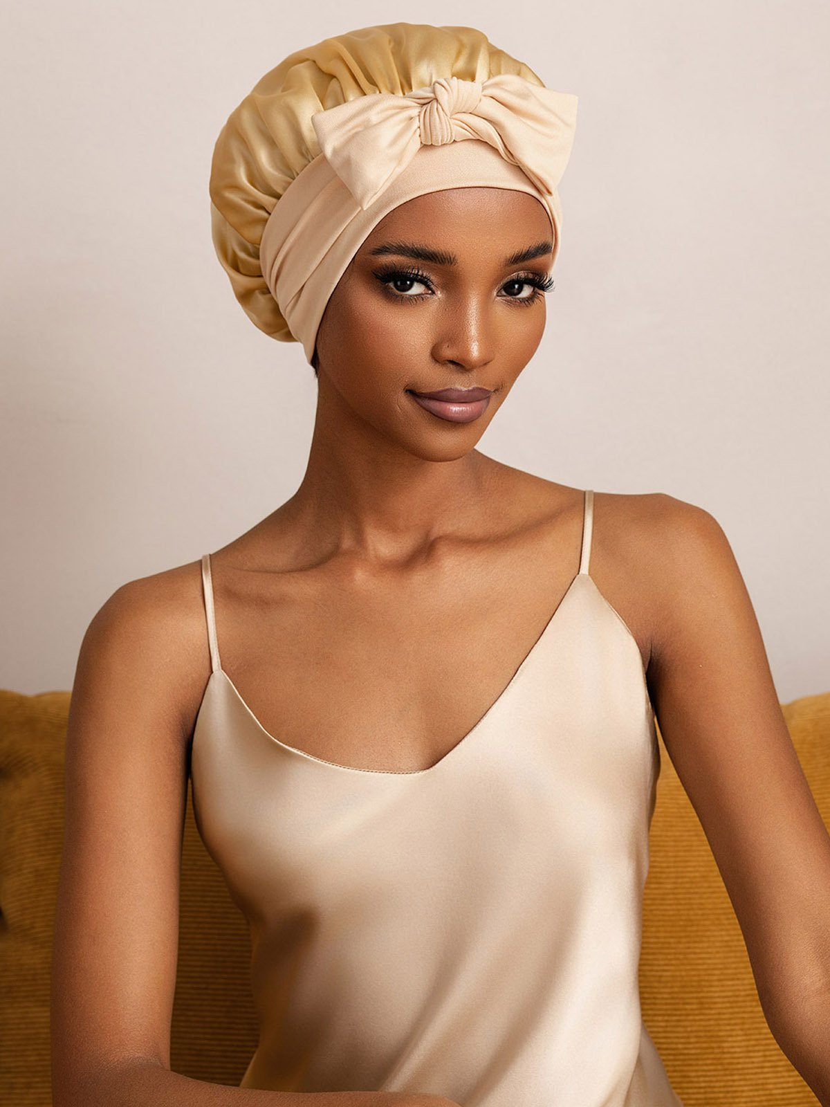 [Champagner] SilkSilky-DE Reine Seide Sleep Cap 003