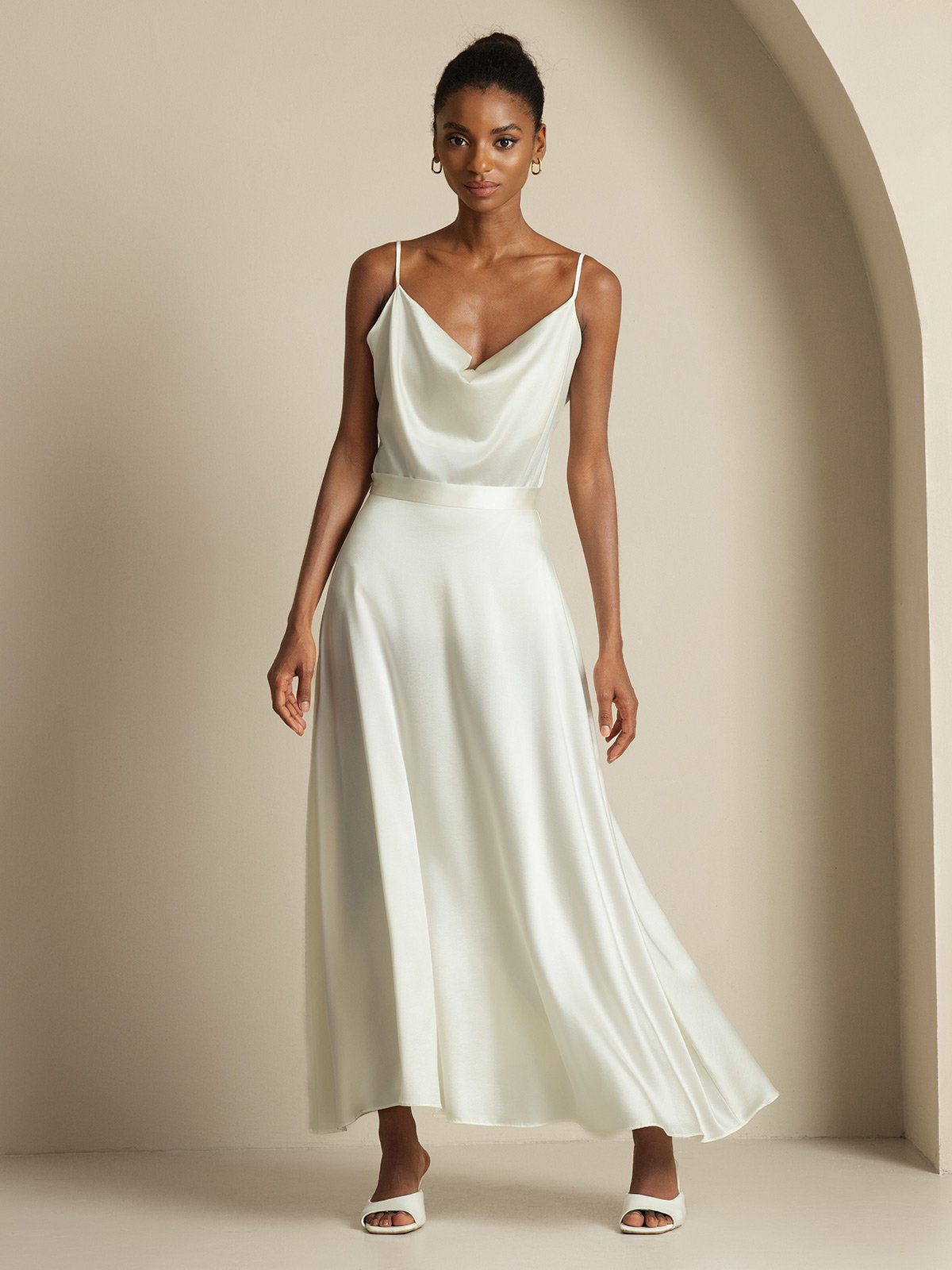 [Weiß] SilkSilky-DE 19Momme Seidenstrick Umlegekragen Women''s Outfit Sets 001,