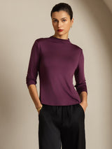 [Violett] SilkSilky-DE Reine Seide Womens T-Shirt 006