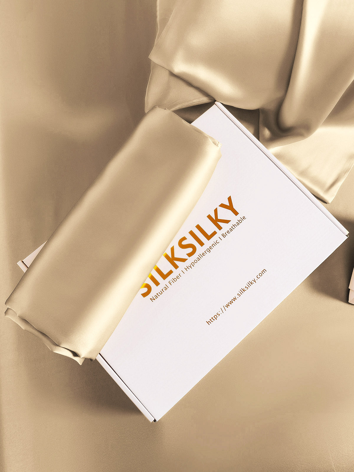 [Beige] SilkSilky-DE 22Momme Reine Seide Pillowcase 005