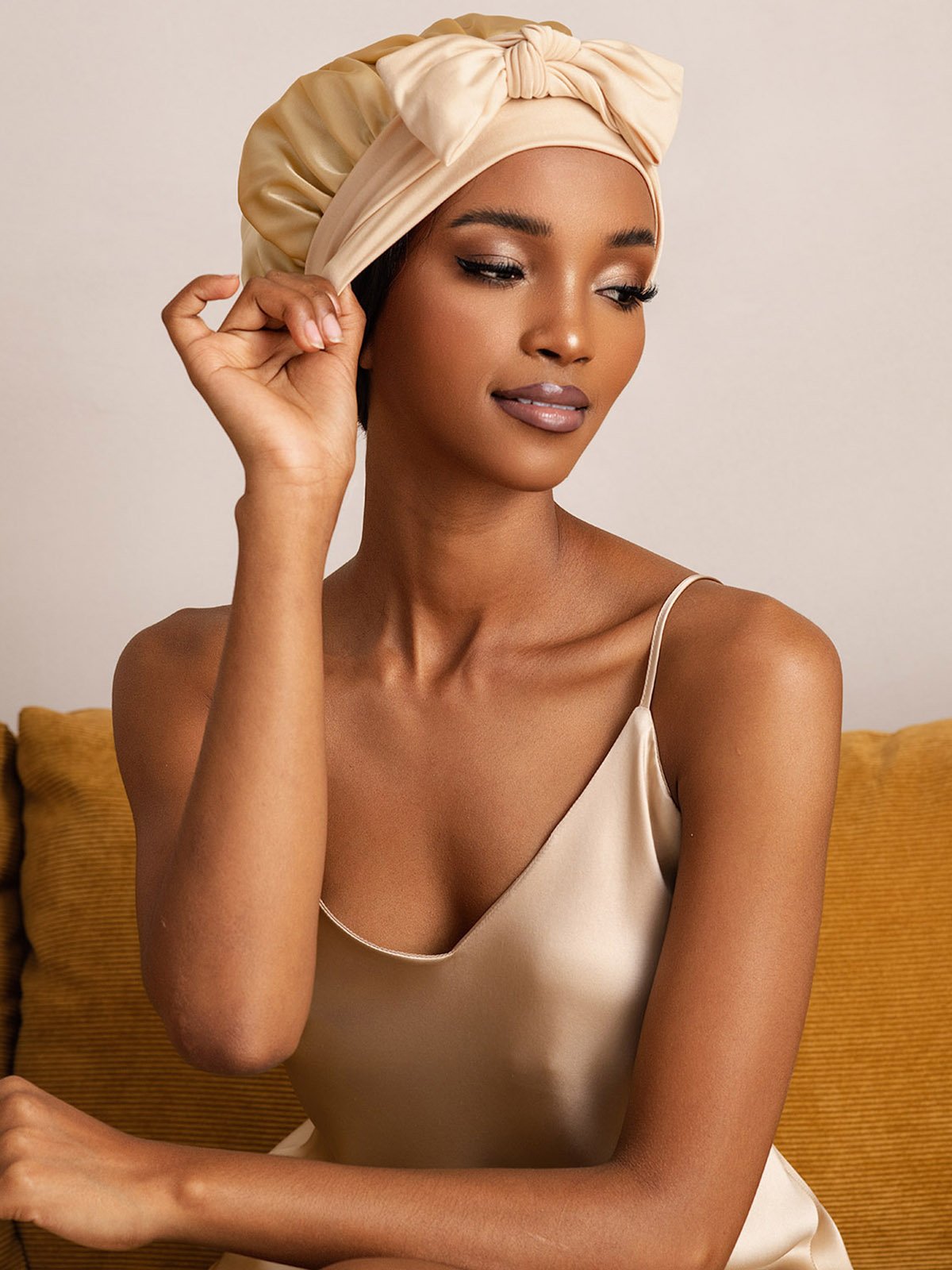 [Champagner] SilkSilky-DE Reine Seide Sleep Cap 001