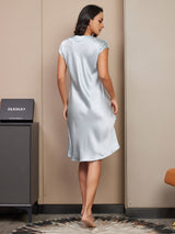 [Hellblau] SilkSilky-DE Cap Sleeve V Neck Nachthemden 002