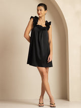 [Schwarz] SilkSilky-DE Sleeveless Square Neck Nachthemden 001